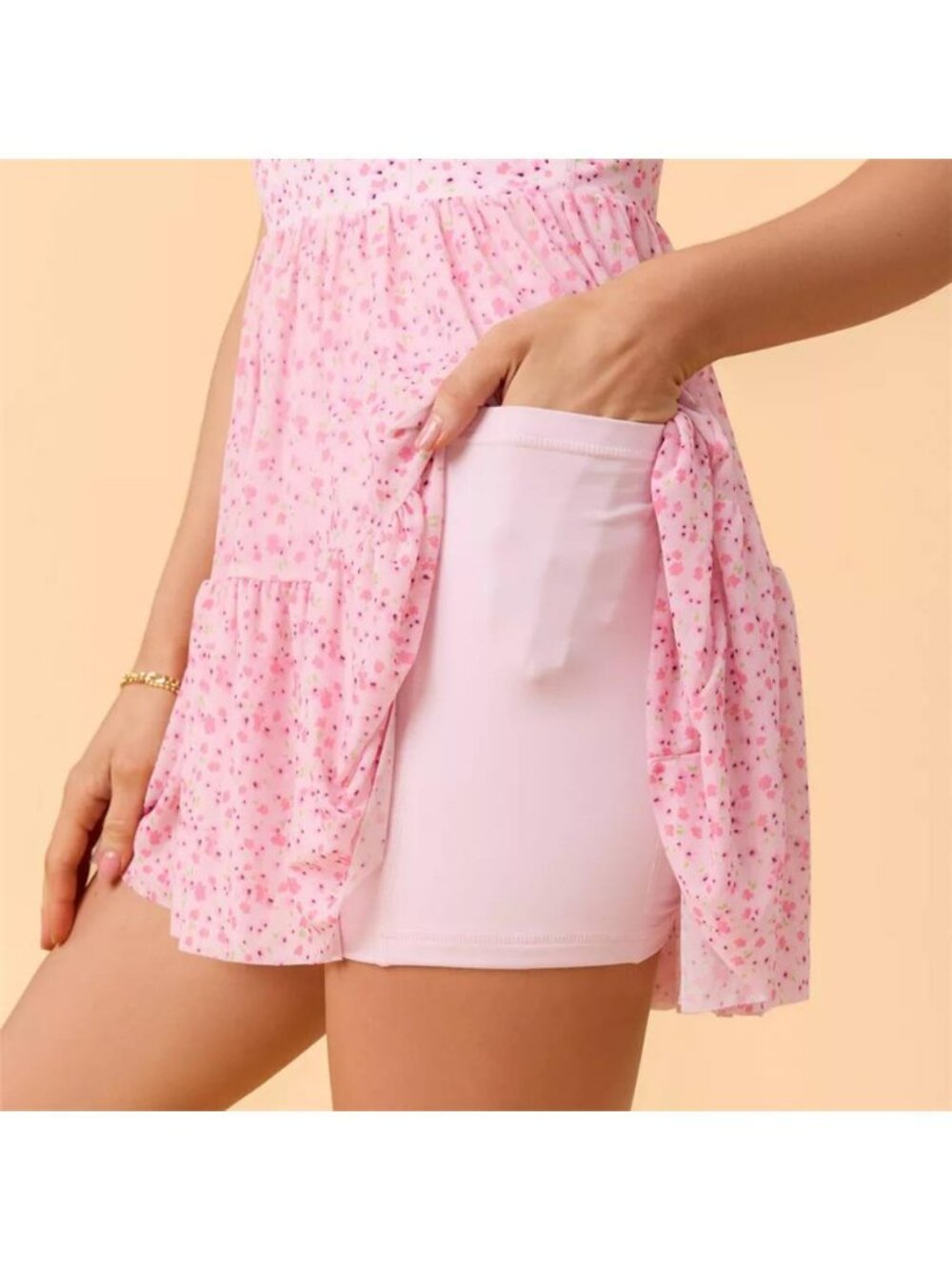 Blogilates Women's Mommy & Me Ballerina Ruffle Dress - Pink Floral Print Medium - Picture 3 of 8